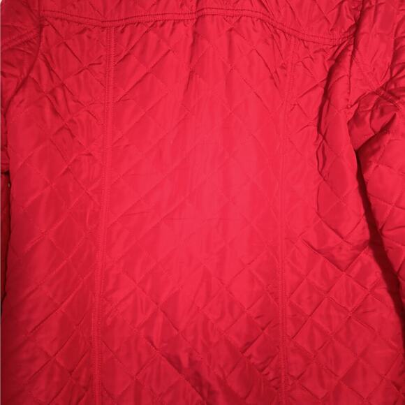 EUC Studio Works M Red Quilted Jacket Black Trim Button Up Pockets NICE! - Picture 5 of 7